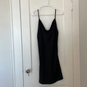 black slip dress